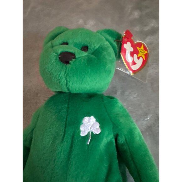 TY Beanie Baby Erin The Bear 1997 With Tag Emerald Green Luck Clover Irish - Picture 3 of 5